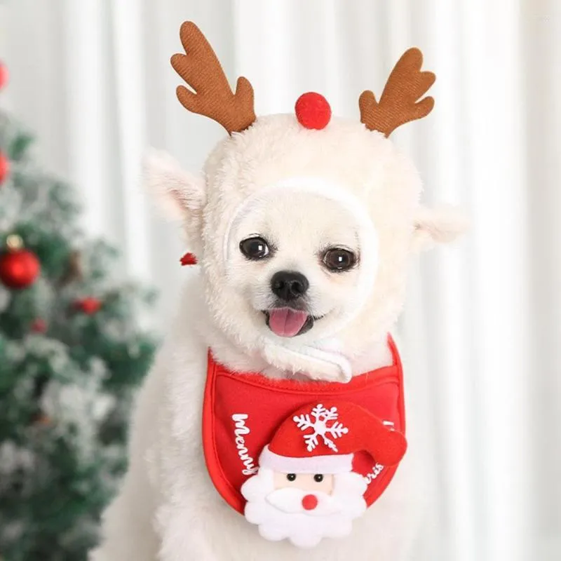 Abbigliamento per cani, bavaglini, fazzoletto, costume natalizio, bandana, cappello da Babbo Natale per cani di taglia piccola, media, gatti, animali domestici