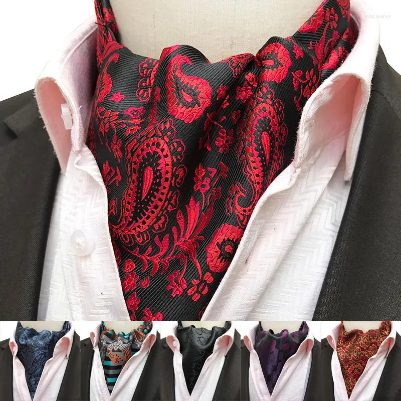 Bow Ties High Quality Men's Vintage Cravat Tie Silk Paisley Polka Dot Floral Jacquard Woven Ascot Necktie For Business Party Accessories