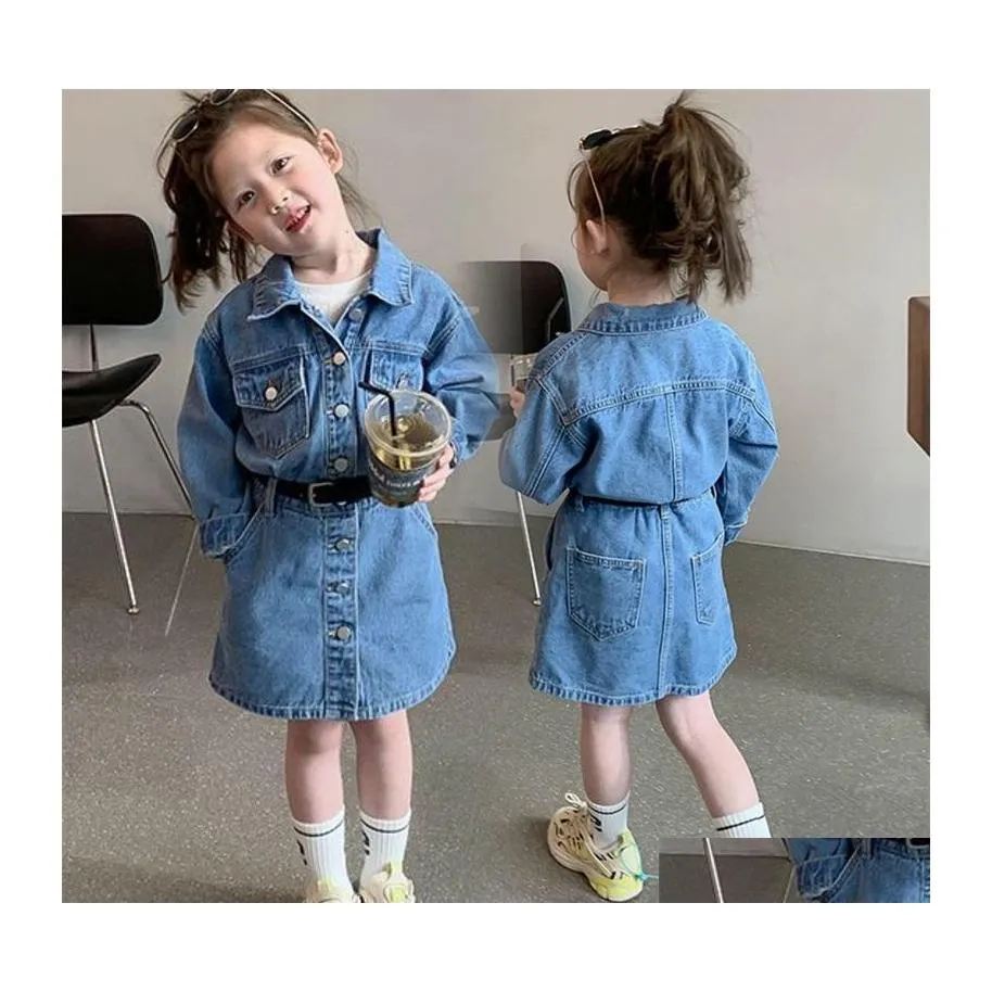 Girl'S Dresses Fall Kids Girls Dress Clothes Blue Denim Jacket Skirt Toddler Skirts Outfit Clothing 1584 Z2 Drop Delivery Baby Matern Dhvje