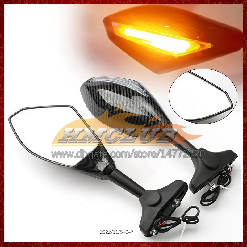LED Turn Signal Side Mirrors For Kawasaki Ninja ZX-6R ZX-10R (2004-2011) - Carbon Fiber Look