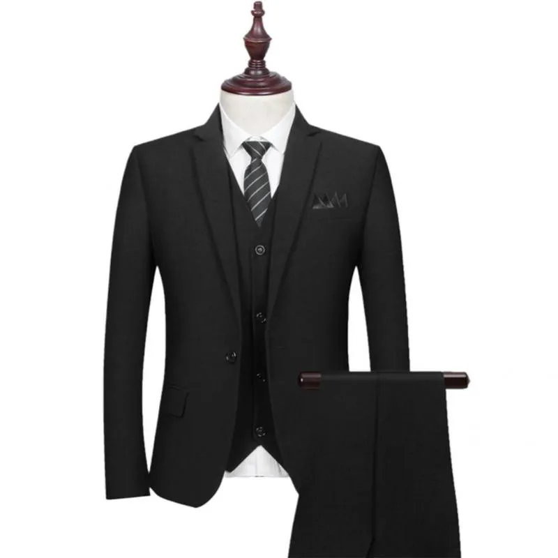 Abiti da uomo Blazer Skin-friendly Trendy Monopetto Formale Blazer Gilet Pantaloni Set Comodo Abito da sposo Risvolto per ufficio