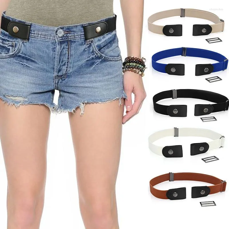 Cinture Cintura elastica invisibile per donna Jeans senza fibbia Pantaloni senza fibbia Cinture decorative Finta pelle Sottile