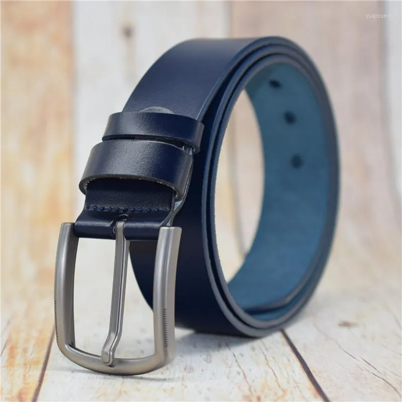 Belts Cow Leather Belt Men Black/coffee/green/white/blue/red Male Strap 3.8CM Width Men's 100-130CM Plus Size Waist