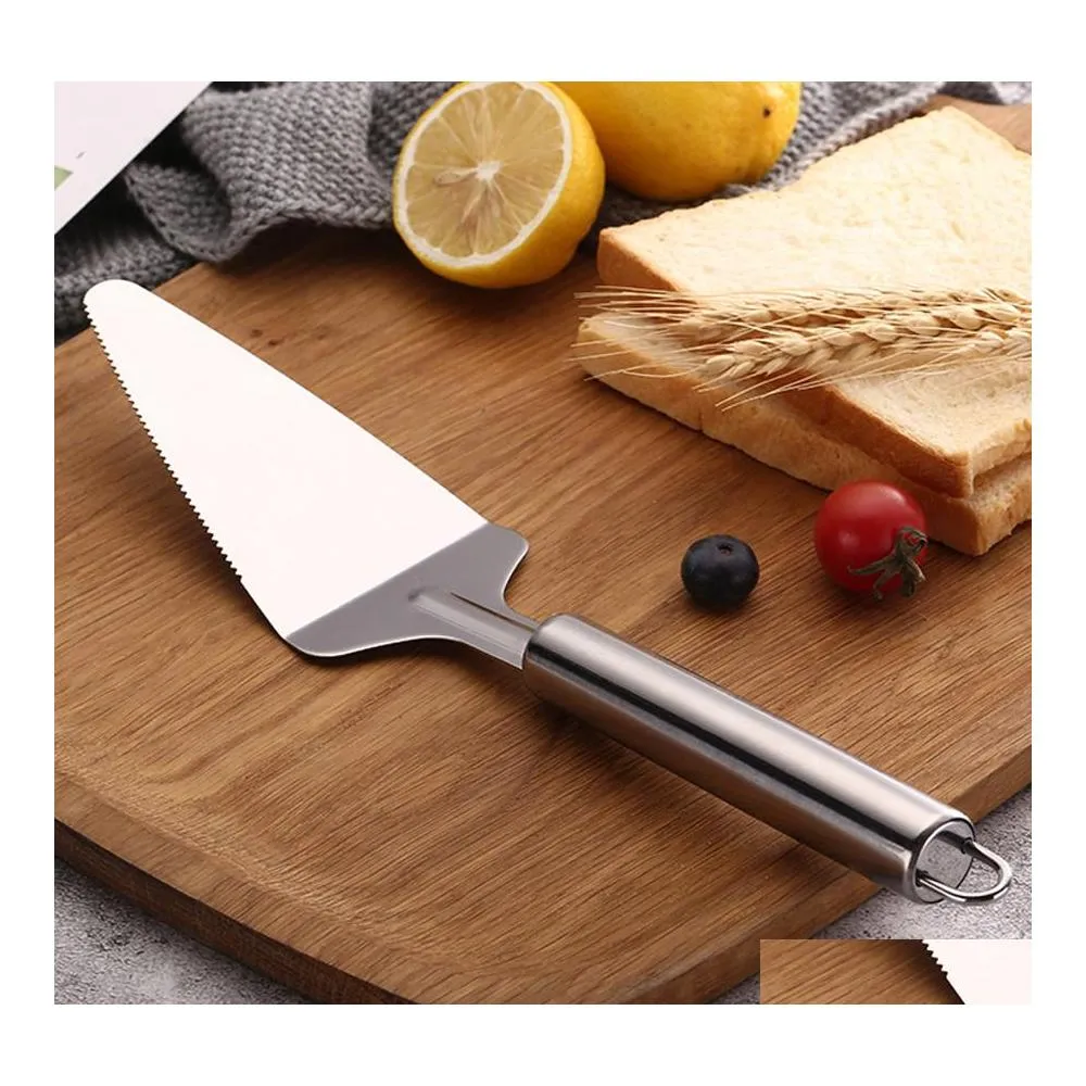 Cheese Tools Baking Stainless Steel Cake Pizza Shovel Knife Kitchen Serrated Edge Server Blade Cutter Dessert Cutlery Dh0612 T03 Dro Dh3E9