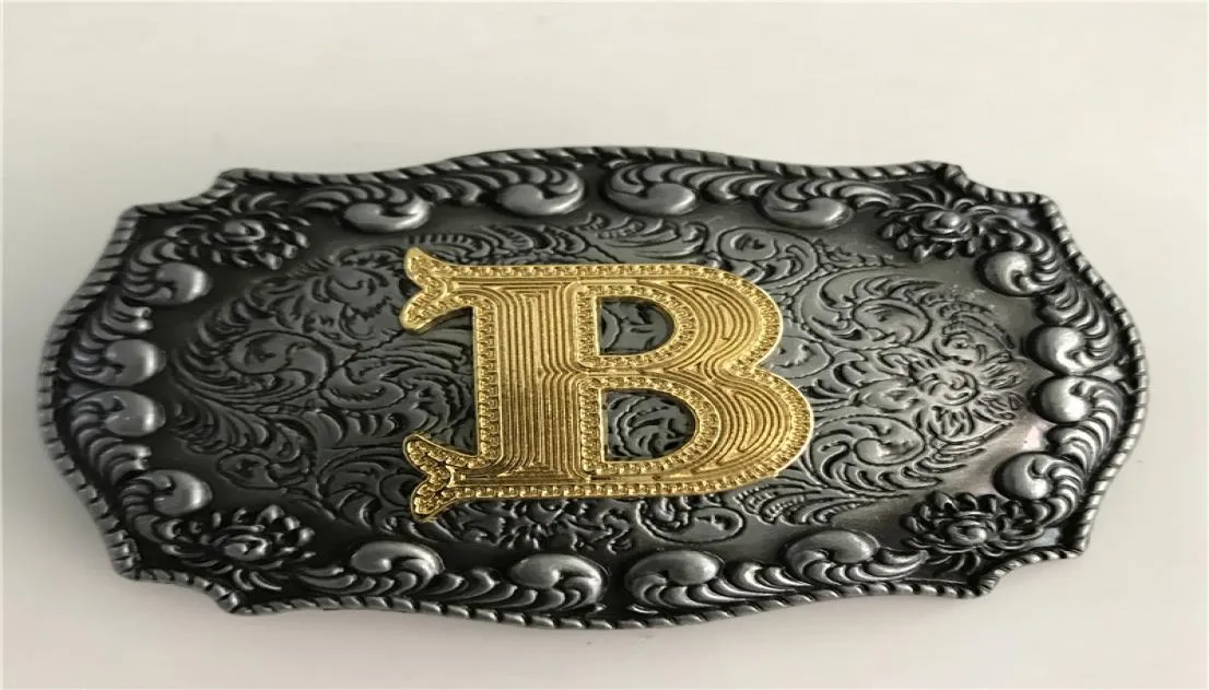 1 Pcs Gold Initial Letter Buckle Hebillas Cinturon Men039s Western Cowboy Metal Belt Buckle Fit 4cm Wide Belts8608114