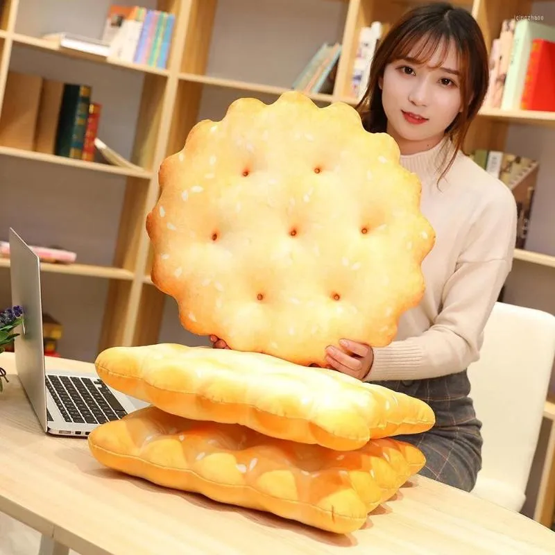 Pillow Creative Biscuits Plush Round Shape Square Sesame Plain Cookie Food Snack Plushie Props Chair