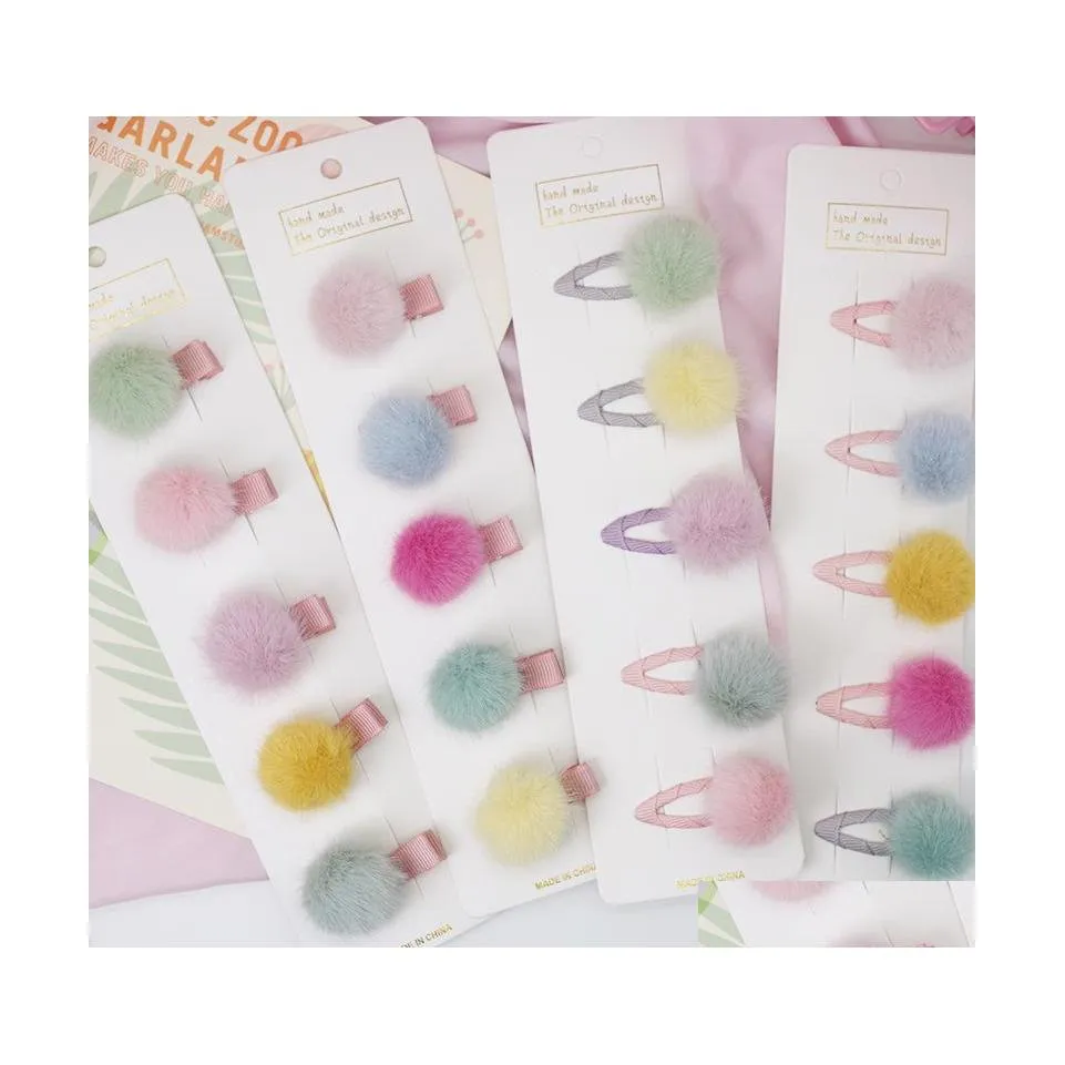 Hair Accessories 5Pcs Lovely Girls Pompom Hairpins With Small Soft Fur Mini Ball Gripper Hairball Pom Hairclips Children 1010 X2 Dro Dhc4U