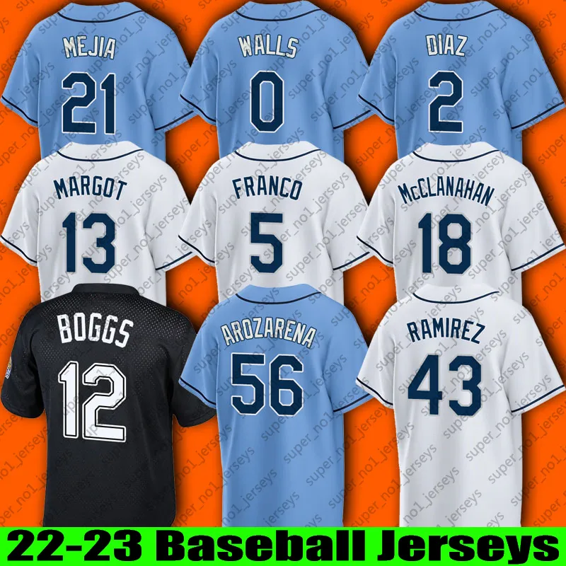 56 Randy Arozarena Maillot de baseball Wander Franco Yandy Diaz Shane McClanahan Isaac Paredes Maillots Brandon Lowe Harold Ramirez Jose Siri Francisco Mejia Rasmussen