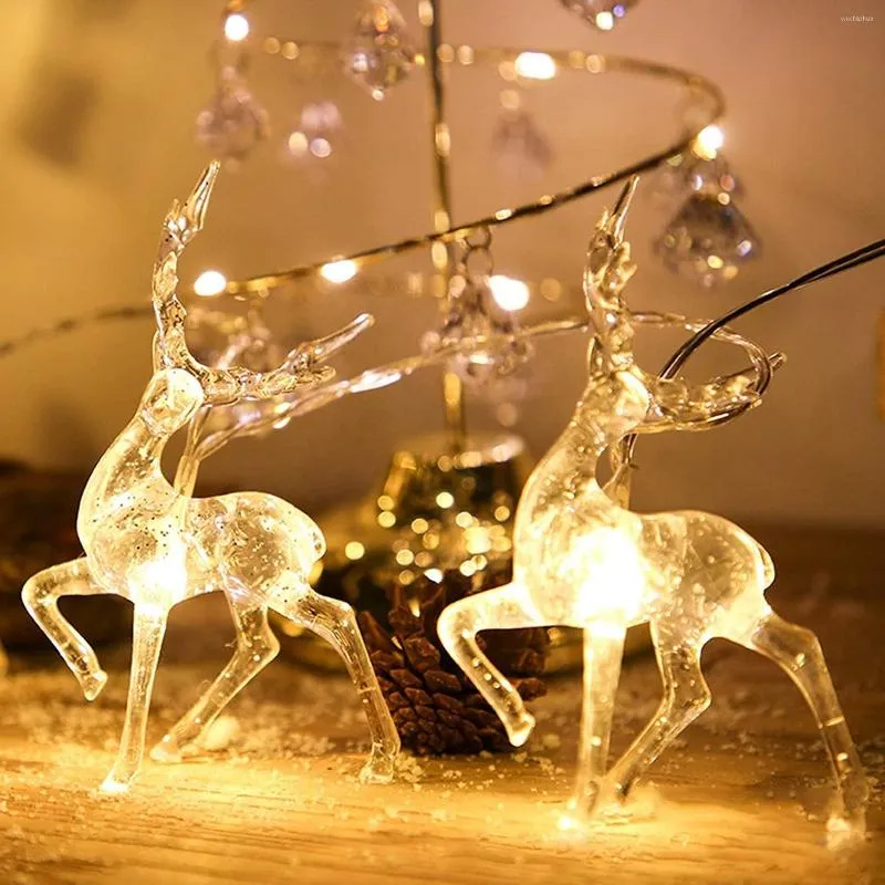 Strings 10LED Sika Deer String Lights Christmas Elk-shaped Oranments 1.5m Battery Operated Reindeer Indoor Decoration For Home Year
