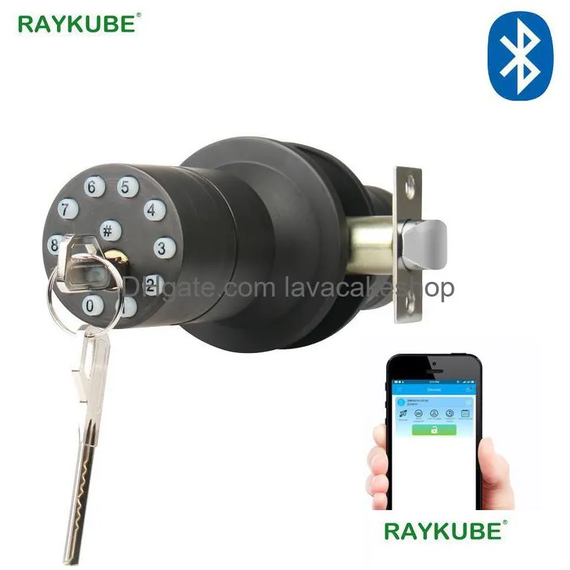 도어 잠금 Raykube 손잡이 디지털 코드 전자 잠금 Bluetooth 앱 비밀번호 키리스 오피잉 스마트 라이브 방수 IP65 Y200407 DHNUS