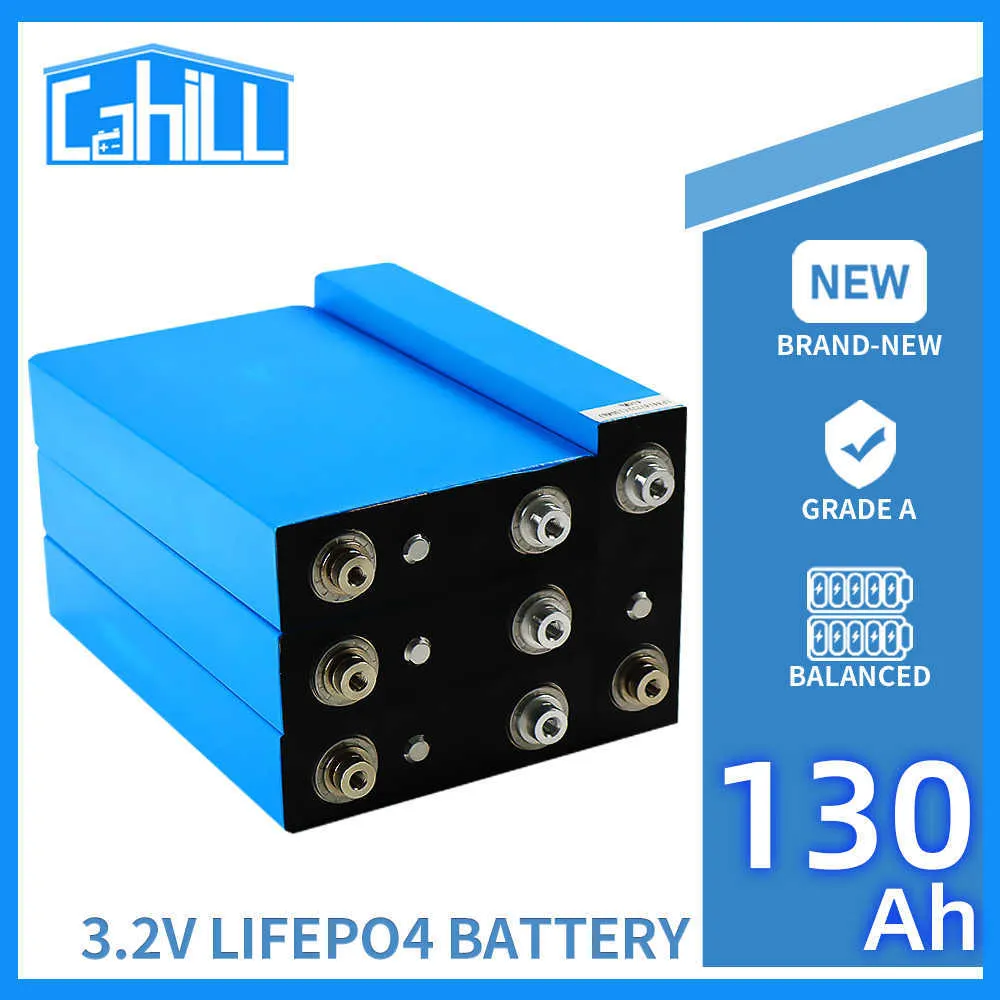 3.2V 130AH LIFEPO4 Batteri 1/4/8/16/32 st uppbeläggningsbart litiumjärnfosfatcell 12V 24V för RV Golf Cart Boat Yacht Forklift