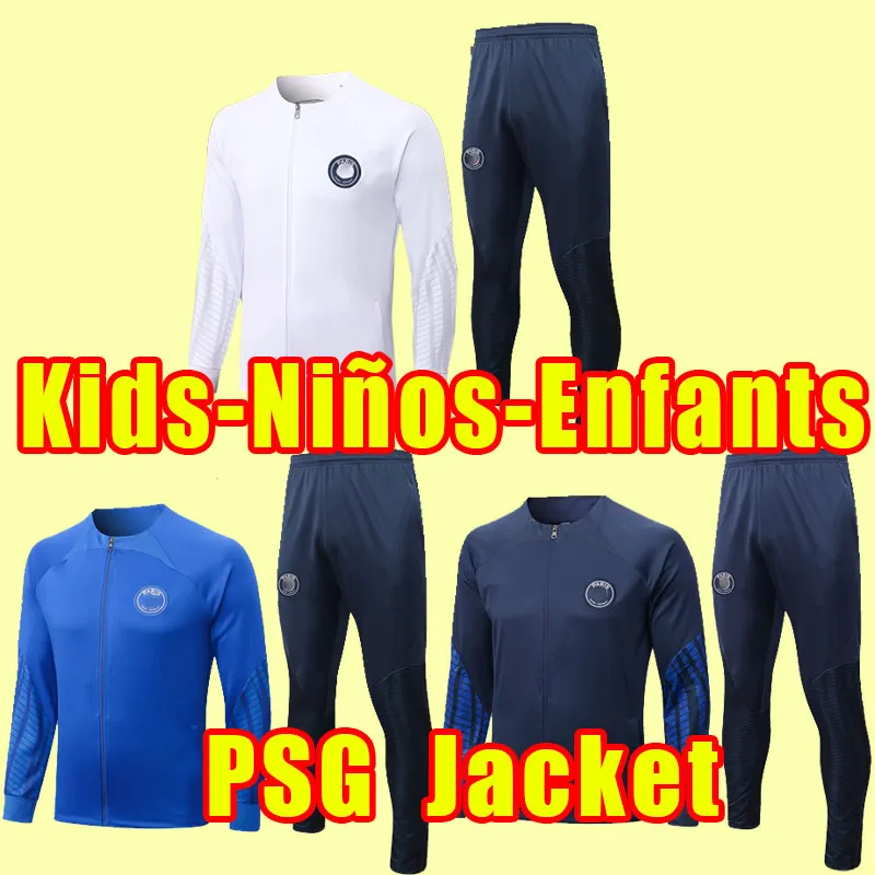 Enfants Enfants 22 23 Survêtements de football MESSIS 30 MBAPPE HAKIMI SERGIO RAMOS WIJNALDUM pSGS maillot de football 2022 2023 maillot uniforme veste à manches longues manteau