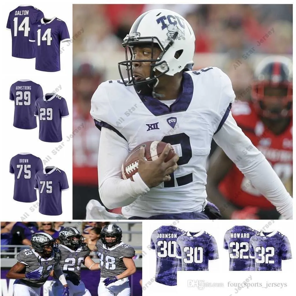 American College Football Wear American College Football Wear NCAA Custom TCU Horned Frogs College Football Jerseys 14 Andy Dalton Jersey 1 Jalen Reagor 3 Shawn Robi