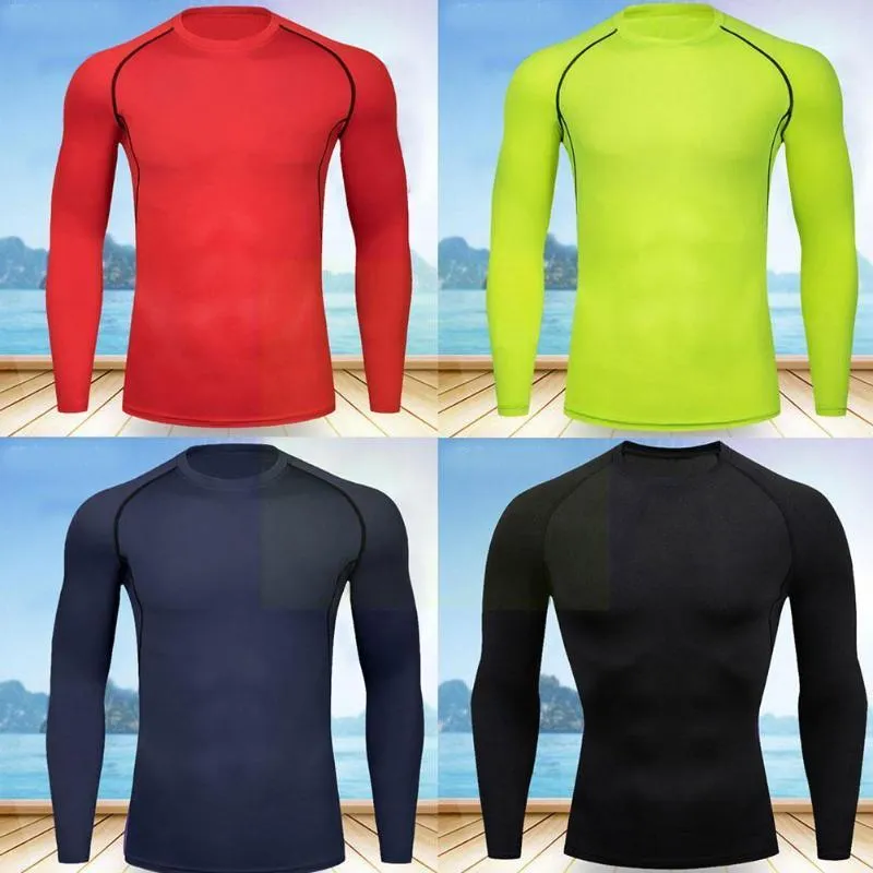 Running Jerseys Shirt Fitness Tight Long Sleeve Sport Jogging Training Sportwear Dry Color Gym Solid Shirts Sportkläder Q G9C4
