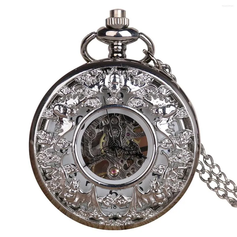 Relógios de bolso antigo prata completa/ouro aço inoxidável relógio de aço mecânico steampunk steampunk vintage wind mannation wind fob relógio feminino