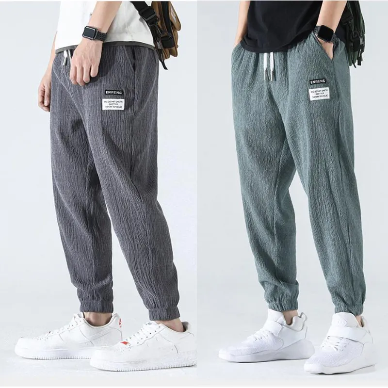 Pantalones para hombres Harem Hombres Moda de verano Hip Hop Estilo Seda de hielo Confort al aire libre Jogger Pantalones Cintura elástica Baggy Ocio Plus Tamaño 230107