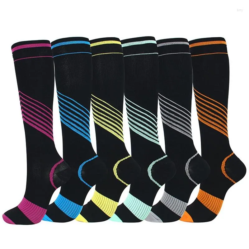 Men's Socks 3pcs Stripe Outdoor Riding Unisex Sports Pressure Sweat Absorption Breathable Medium Tube Varicose