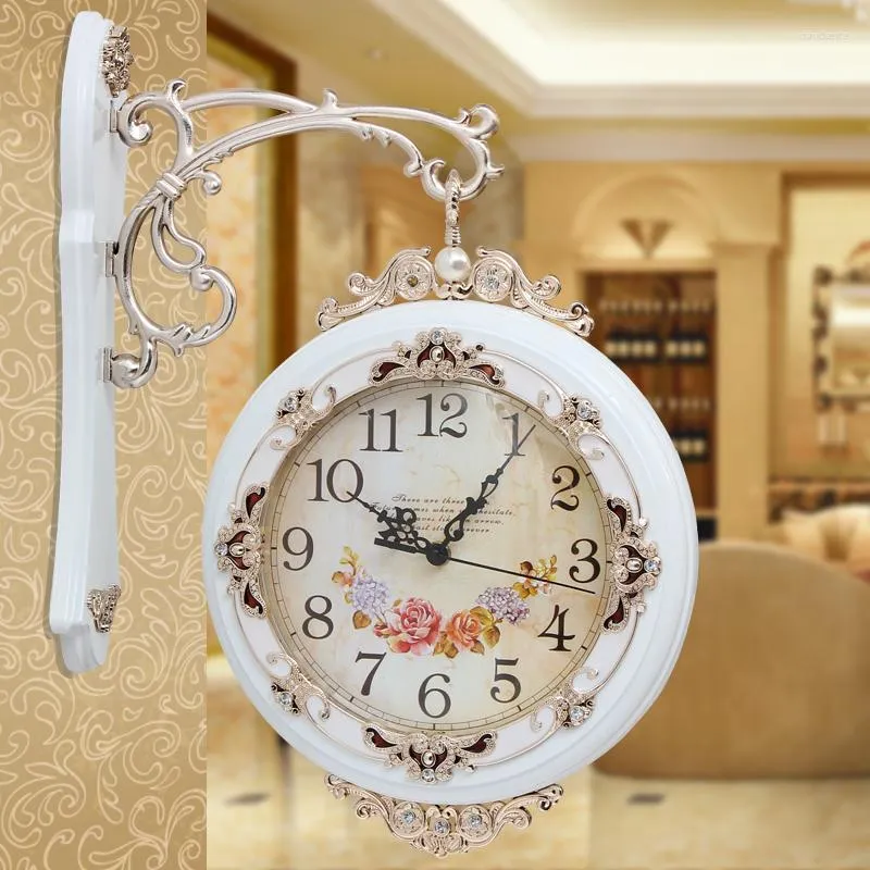 Duvar Saatleri Çift kenar yüz saat modern tasarım büyük saat mekanizması Güç Gizli Klok Loft Relogio Parede 298