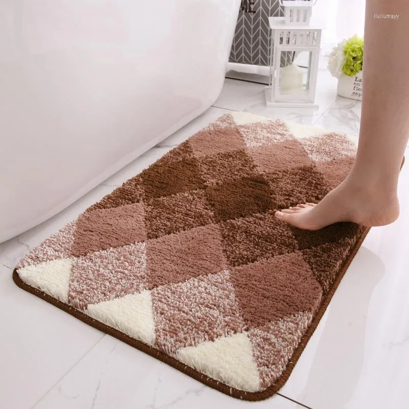 Tappetini da bagno Colore sfumato Floccaggio antiscivolo Assorbente Piede Pad Porta della doccia Tappeti da bagno in microfibra Piano d'ingresso per la casa