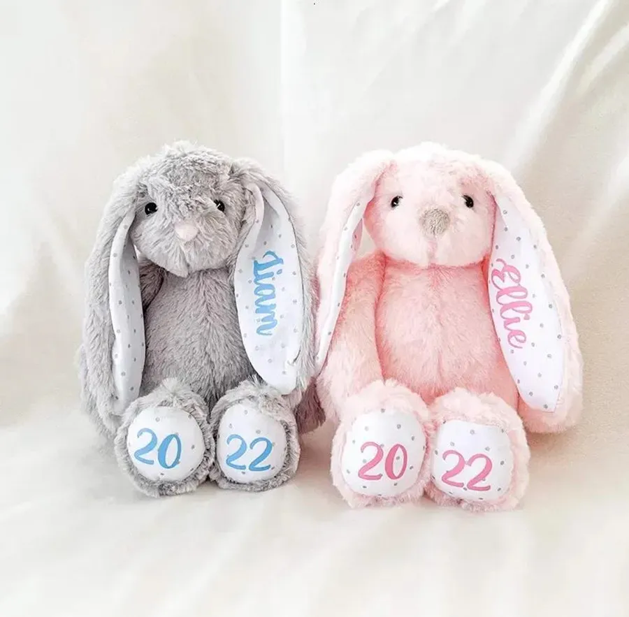 Party Favor Sublimation Easter Bunny Plush Long Ears Bunnies Doll med prickar 30 cm rosa grå blå vit rabbitdockor för barns söta mjuka plyschleksaker