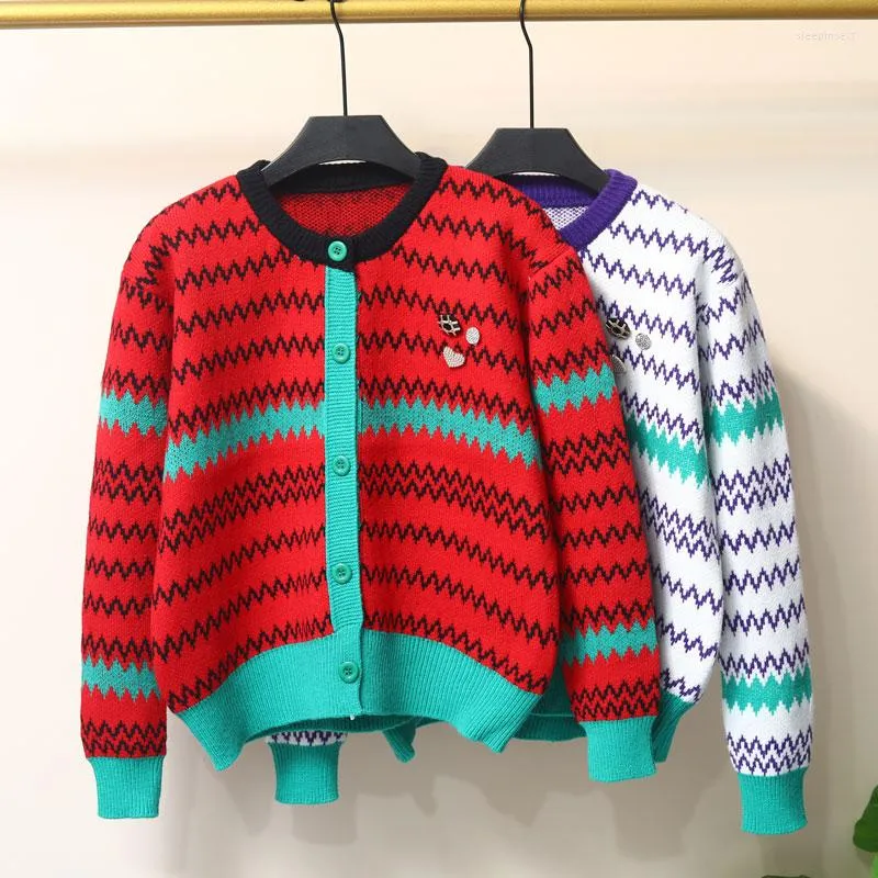 Женские трикотаж 2023 Осенний зимний сладкий японский кардиганы винтажные o шее с длинным рукавом свитера корейский шикарный элегантный цвет