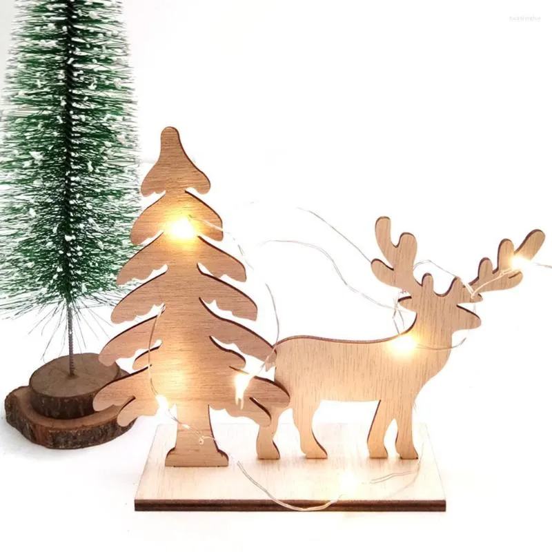 Decorazioni natalizie Babbo Natale Pupazzo di neve Ornamenti Eccellente tavola di betulla durevole e compensato Alce Decorazione da tavolo in legno fai da te