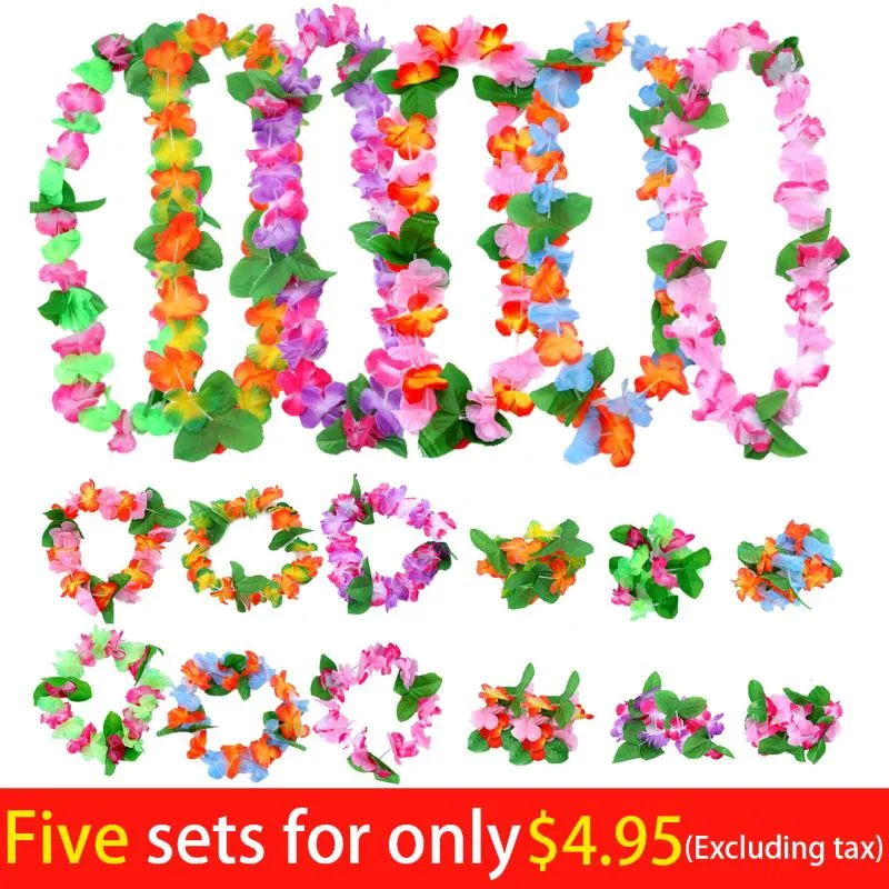 Party Decoration Hawaiian Artificial Flowers Necklace Headband Garland Summer Beach ALOHA Jungle Wedding