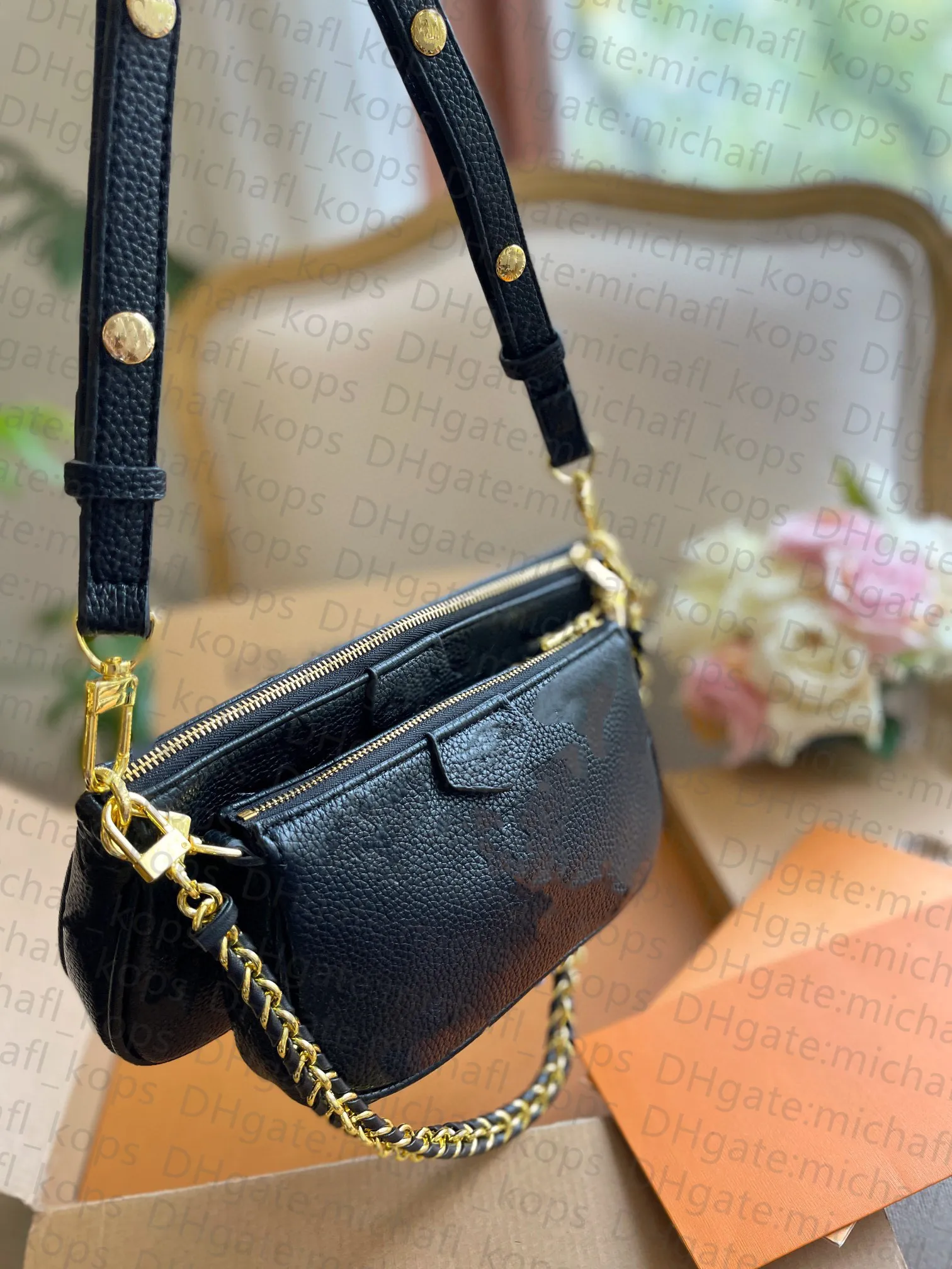 Top Fashion Shoulder Bag Three in One Women Bag Large Capacity Mahjong Bag Metal Chain Embossed Cow Leather Designer