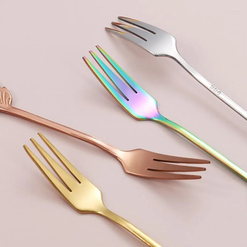 Conjuntos de utensílios de jantar 2pcs Gold Creative 304 Aço inoxidável Feather Spoon Coffee Presentes de Natal Acessórios de cozinha Decoração