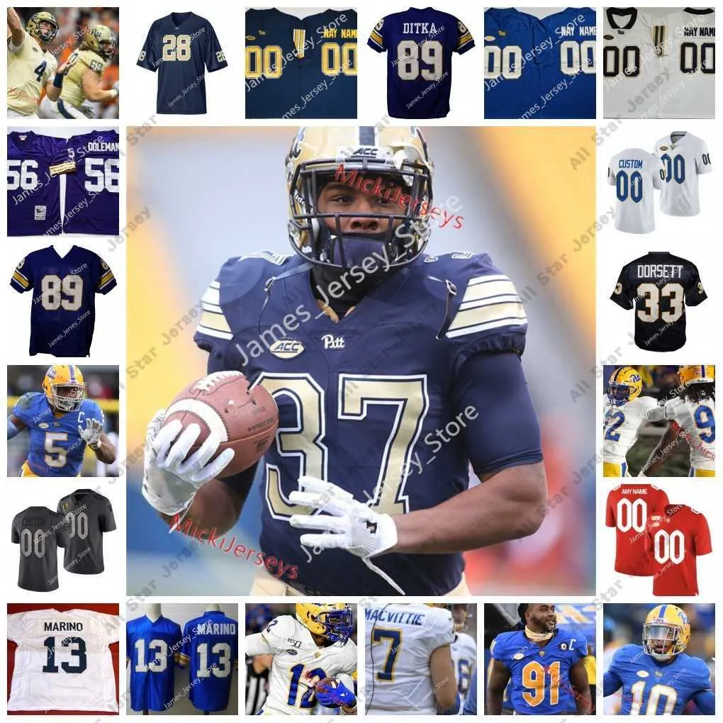 American College Football Wear NCAA Custom Pittsburgh Panthers Pitt Costura Jersey de futebol 91 Patrick Jones II 97 Jabaal Sheard 7 Tom Savage 87 Rickey Jackson 24 JA JA