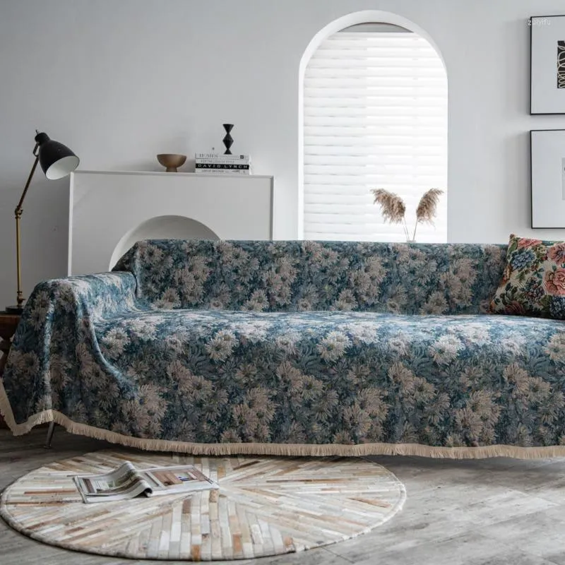 Stoelhoezen Sofa Cover Crochet Idyllic Style Drukdoek voor woonkamer Furnitair Decor Tapestry Tapeste Dirt Prevention Couch