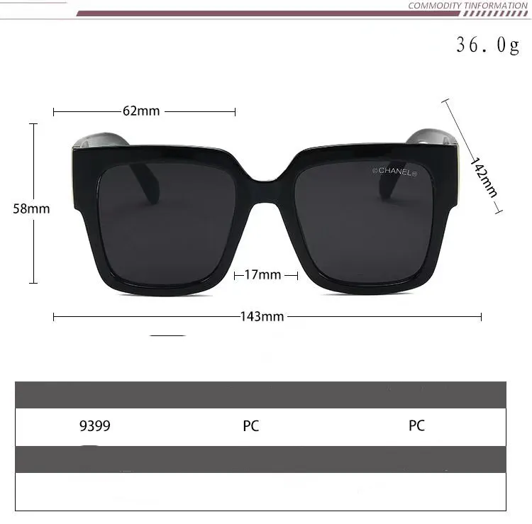 Stilvolle 9399 quadratische Retro-Sonnenbrille für Damen und Herren, trendige Outdoor-Sonnenbrille