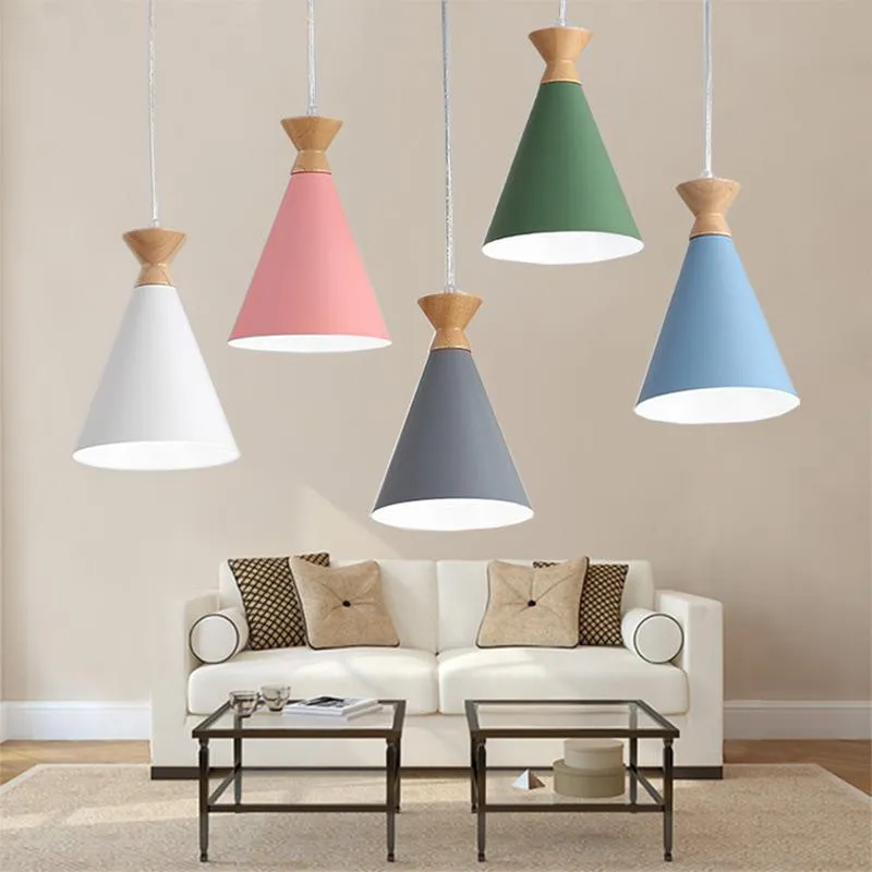 Pendelleuchten, moderne nordische LED-Leuchten, Macaron-Holz, Innen-Kronleuchter, Heimdekoration, Kleidung, Küche, Restaurant, Möbel, Hängelampen