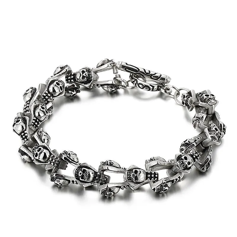 Link Bracelets Chain HAOLYNJOY Gothic Skull Soldier Combination Strange Men's Stainless Steel Bracelet Beautiful Jewelry