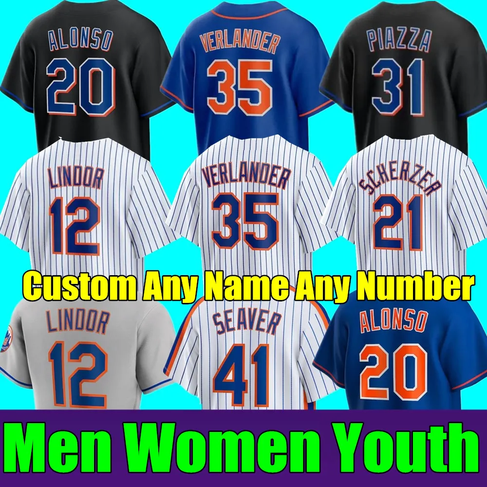 S-4XL 2023 Justin Verlander Pete Alonso Baseball Jersey Francisco Lindor NY Edwin Diaz Kodai Senga Starling Marte Jacob deGrom Mets