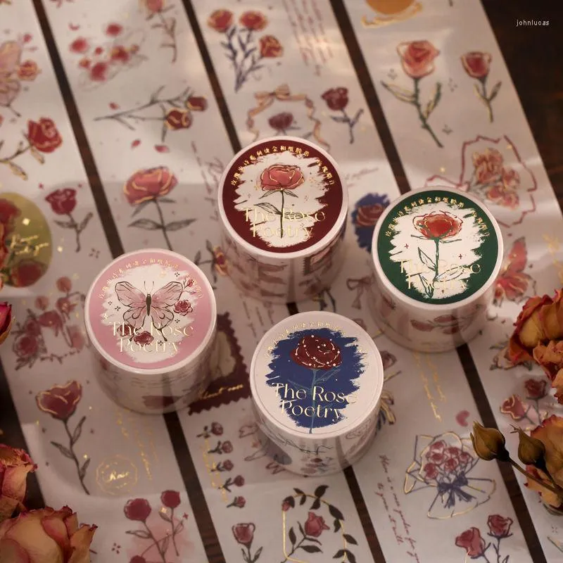 Enrolamento de presentes Rose Poetry Series Tape Sticker Supplies Escola Adesiva Adesiva Diy Scrapbooking Decor Washi