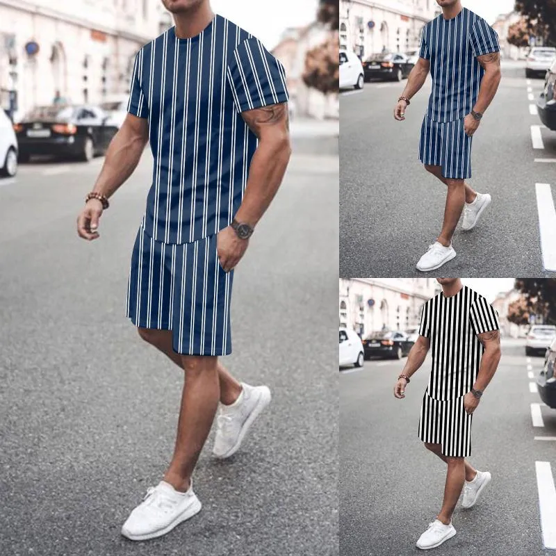 Trainingspakken voor heren passen grote mannen Spring Summer Outfit Strand Korte mouw Gedrukt shirt 2 -delige broek Heren Wandelpakken Setsmen's