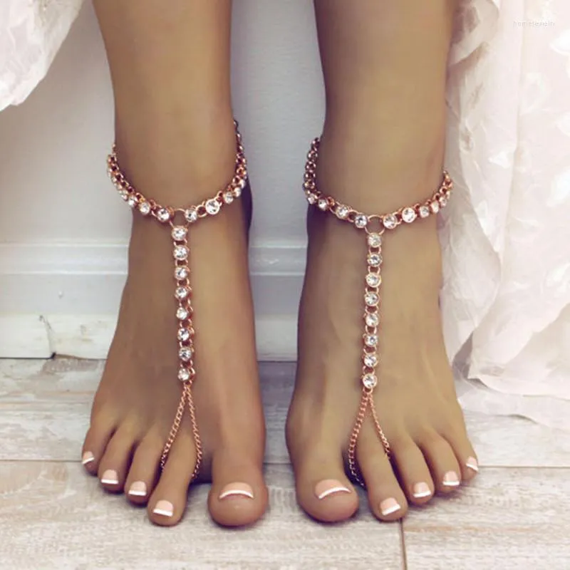 Anklets Beach For Women Barefoot Sandals Bohemian Rhinestone Foot Chain Ankle Bracelet Jewelry Yoga Decoration 1pcs