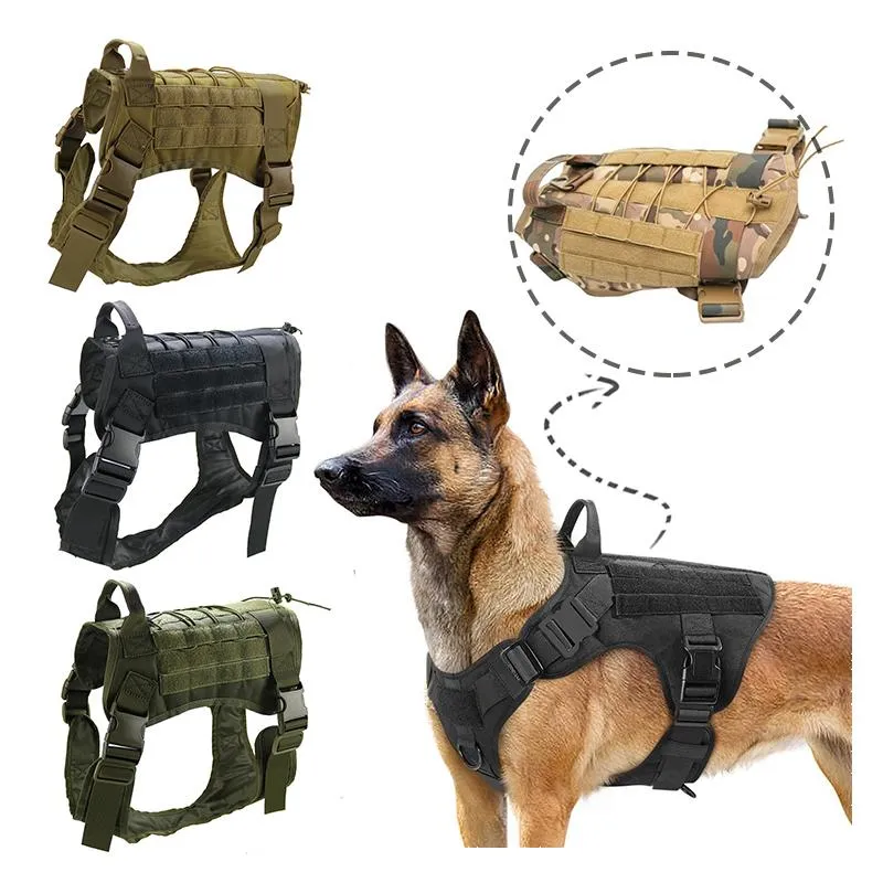 Hundhalsar kopplar sele koppel metall spänne tysk herde för stora hundar militär träning k9 vadderad snabb frigöring väst tillbehörsdo