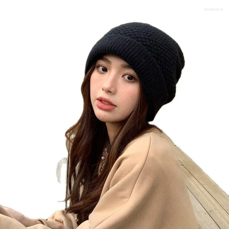 Berets Visrover Winter Beanie for Women Heavy Acrylic Cashmere Hats Hats Soft Dark Fashion Skullies Bonnet Cap Cap Men