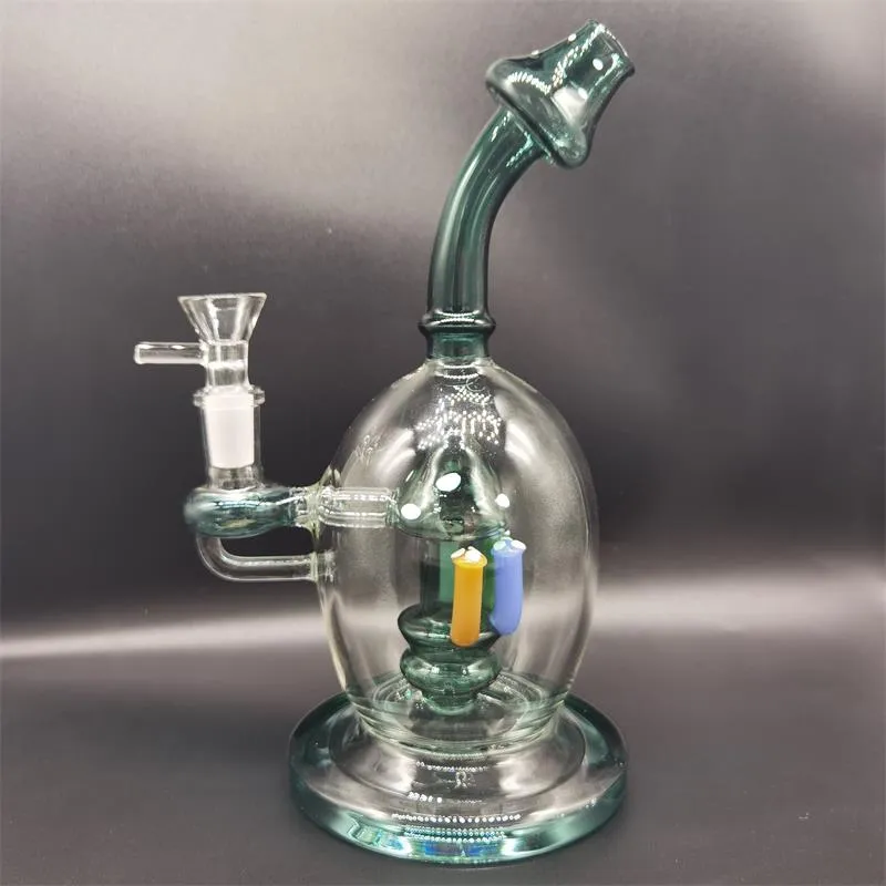 Great Smoking Hookahs Mushroom Type 23cm Height Water Bong with 14.4mm Glass Bowl Lake Green Dab Rigs