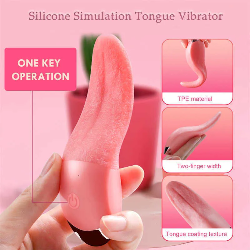 Sex Toy Vibrator Silicone Simulation Tongue Slicking Vibrator Kvinnlig G-Spot Orgasm Masturbator Stimulerande klitorismassagerleksaker