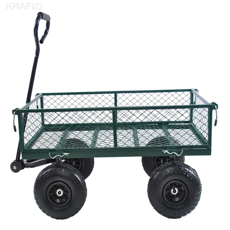 Принадлежности Kraflo Garden Металлическая тележка для фургонов - грузоподъемность 550 фунтов со съемной боковой складной тележкой Сверхмощная тачка для транспортировки