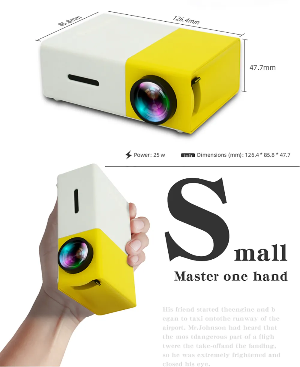 YG300 LED Home HD Mini Portable Micro Projector for Smart Family Entertainment