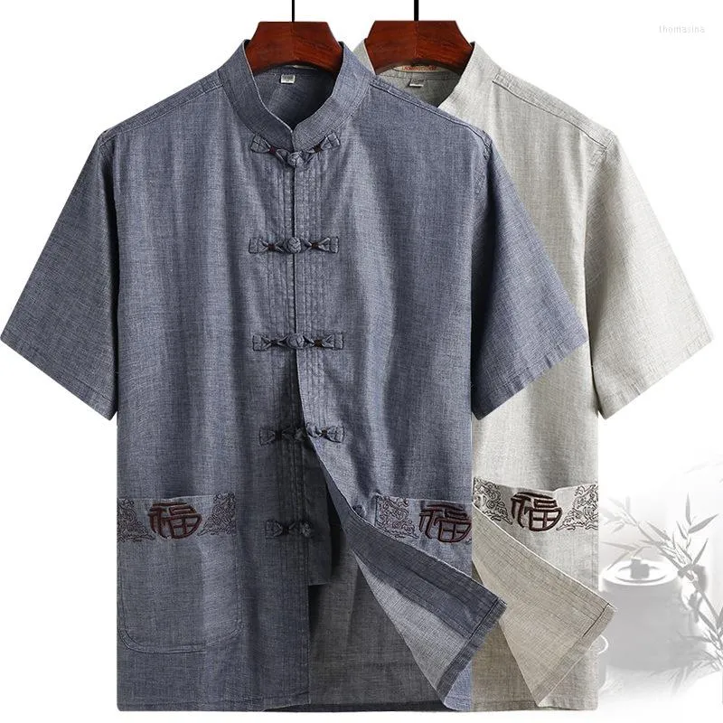 Abbigliamento etnico Cinese tradizionale per adulti Top Taichi Kungfu Uniform Mens Tang Suit Performance di danza Costumi di scena Lino Plus Practice