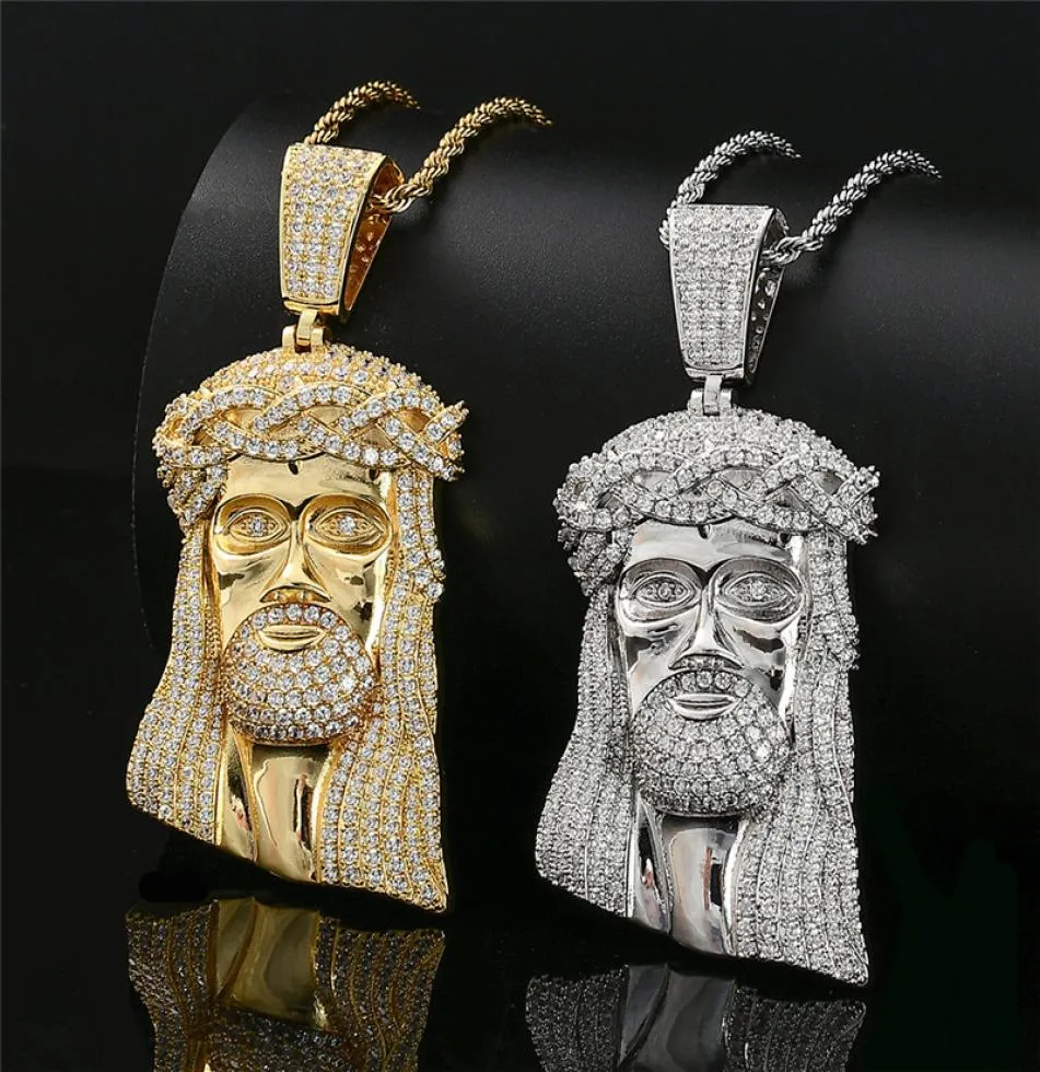 18k guldpläterad stor storlek Jesus halsband hänge sik tillbaka mens hiphop smycken gåva med repkedja7691351