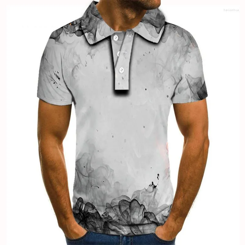 Polos pour hommes 2023 Homme Polo Shirt Mens Paysage Smog 3D Imprimé Casual T pour hommes Tops à manches courtes Tees