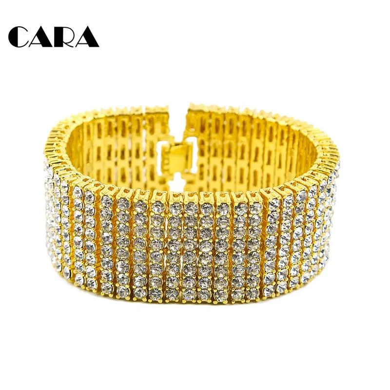 Bangle High Quality 8 "Men Luxury Alloy Armband Bangles Iced Out Hip Hop 1.25" Cubic Zirconia Armband Smycken CAGM0030
