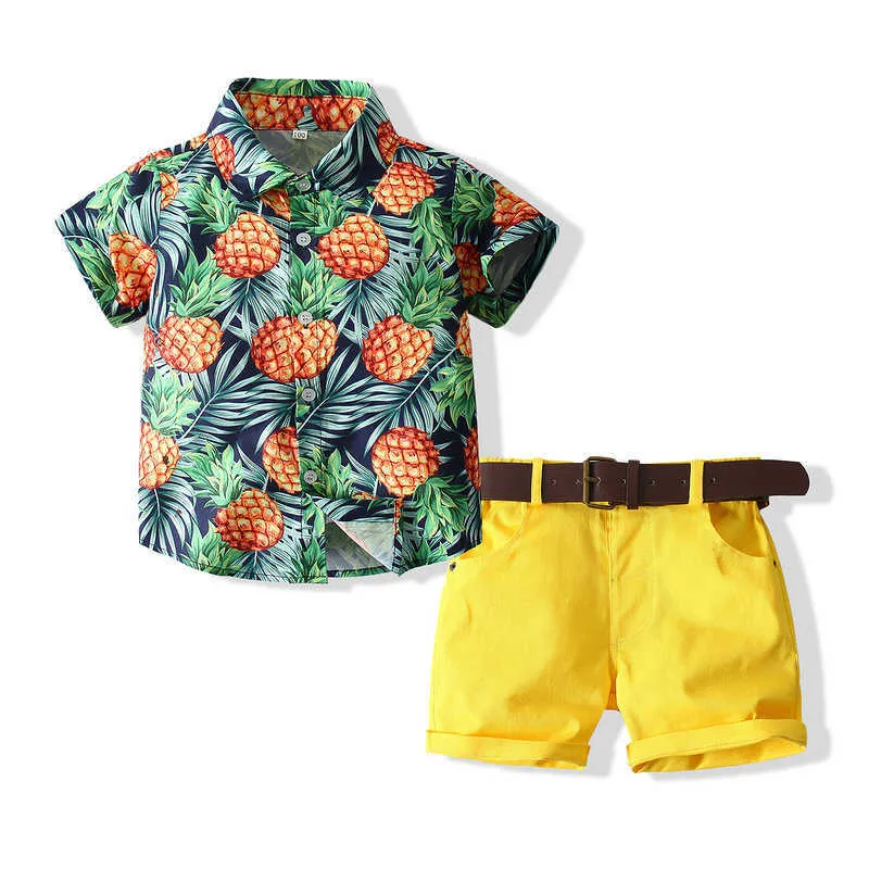 Clothing Sets 2Piece 2-6Years Boys Summer Clothing 2022 Fashion Print Beach Casual T-shirt Shorts Baby Clothes Toddler Boutique Outfits BC2200 T230106