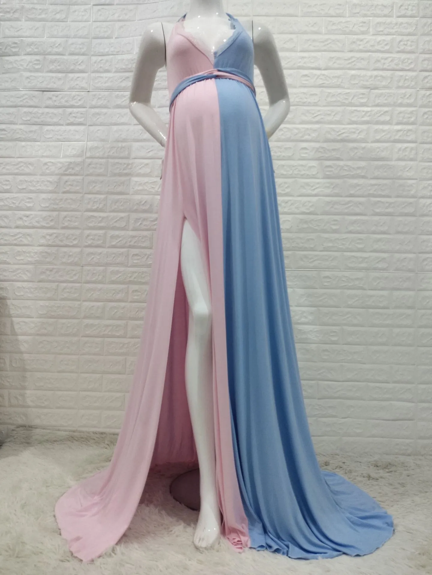 half pink half blue maternity dress Half Pink Reveal Dress Pink And Blue Baby Shower Dress Gender Reveal Dress From: